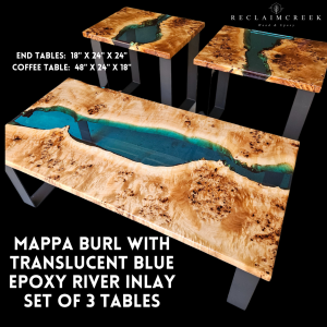 live edge mappa burl table set